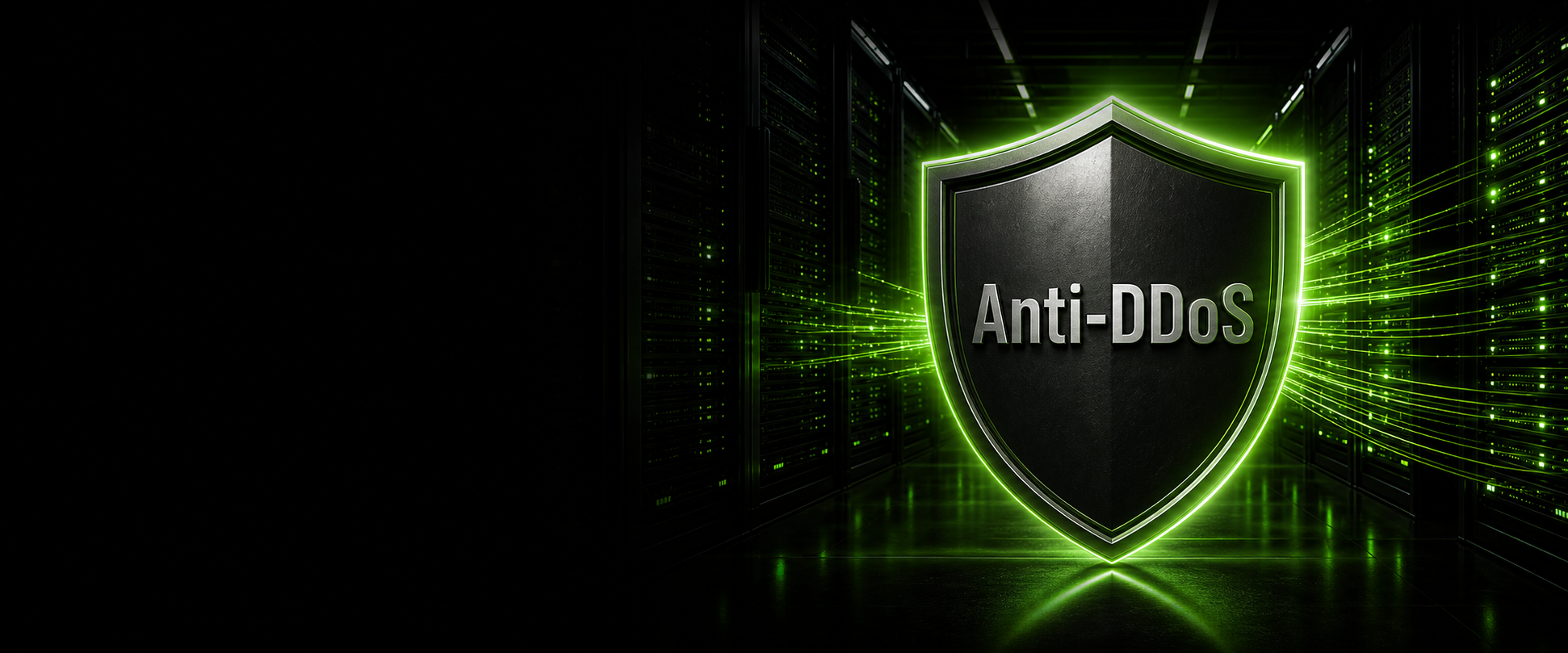 Щит Anti-DDoS DataHouse у data center як символ filtering traffic і selective blackholing